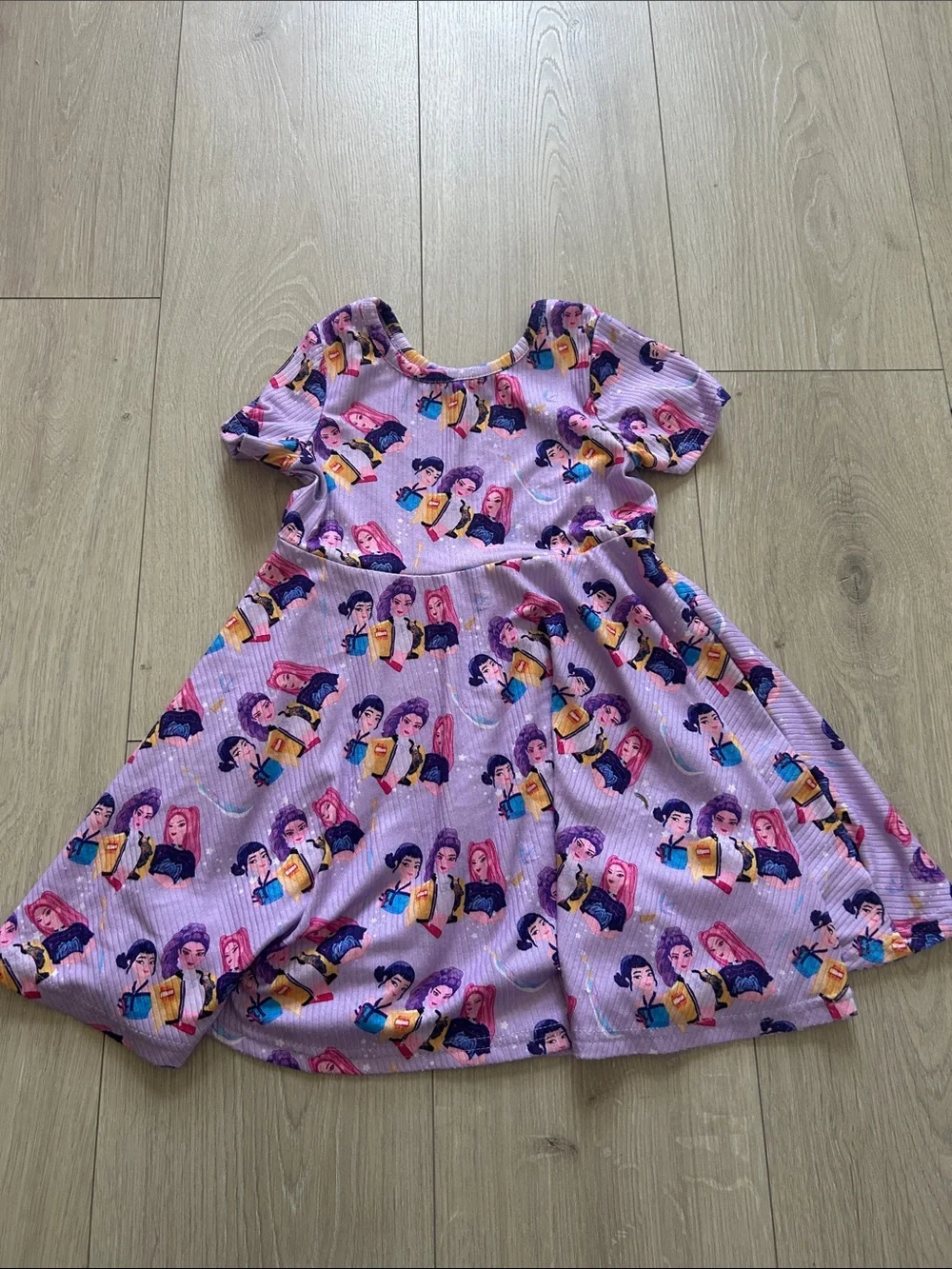 Girls' Lavender K POP DEMON HUNTER short-Sleeve Twirl Dress